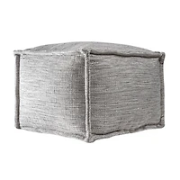 Gray Woven Outdoor Pouf