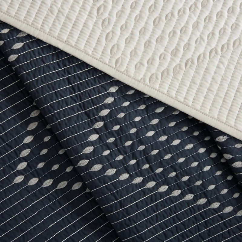 Navy Stitch Chevron 3-pc. King Coverlet Set