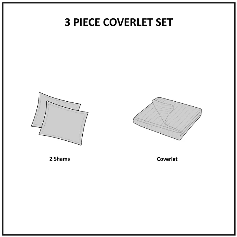 Navy Stitch Chevron 3-pc. King Coverlet Set