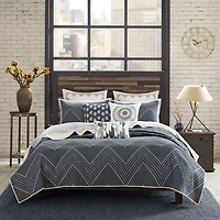 Navy Stitch Chevron 3-pc. King Coverlet Set
