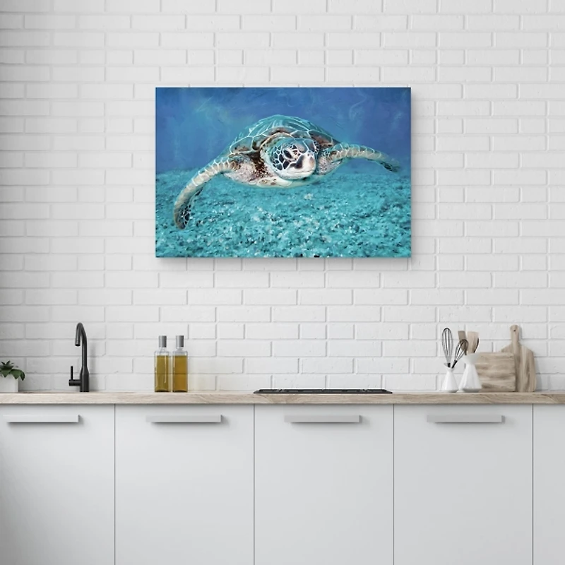 Vibrant Sea Turtle Canvas Art Print