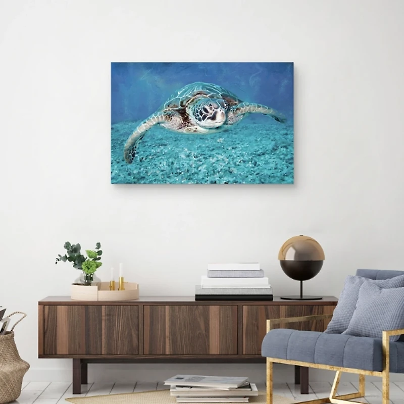 Vibrant Sea Turtle Canvas Art Print