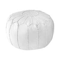 White Faux Leather Pouf