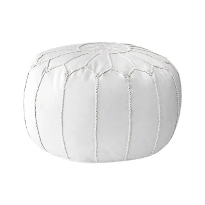 White Faux Leather Pouf