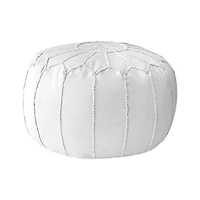 White Faux Leather Pouf