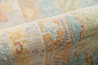 Aqua and Beige Bohemian Area Rug, 7x9