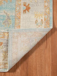 Aqua and Beige Bohemian Area Rug, 7x9