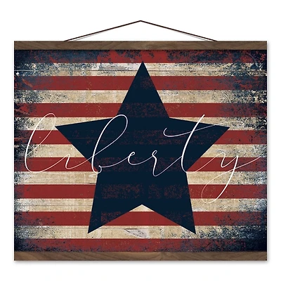 Distressed Liberty Star Wooden Framed Wall Art