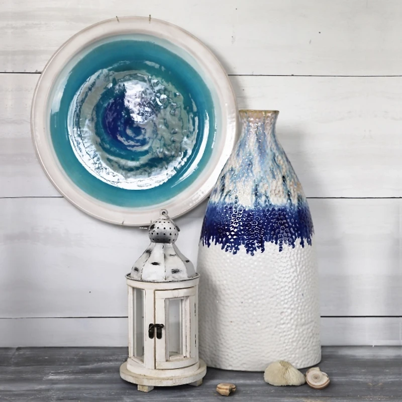 Ivory and Blue Dipped Vase