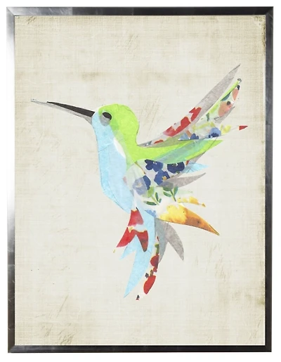 Multicolor Watercolor Hummingbird Framed Art Print