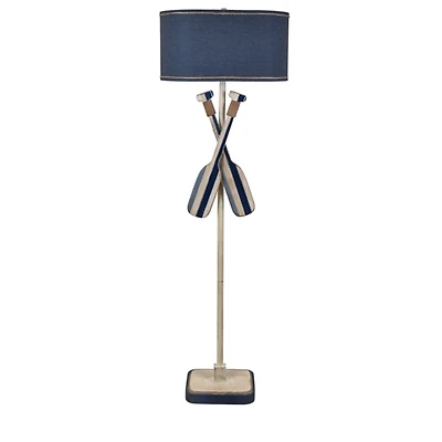 Cream and Blue Boat Oar Floor Lamp
