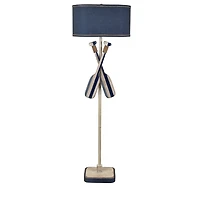 Cream and Blue Boat Oar Floor Lamp