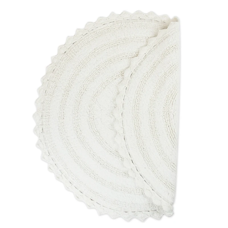 White Large Crochet Round Bath Mat