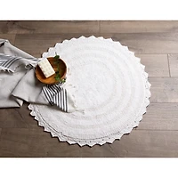 White Large Crochet Round Bath Mat