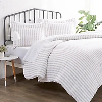 Ivory Rugged Stripes Puffed 3-pc. King Duvet Set