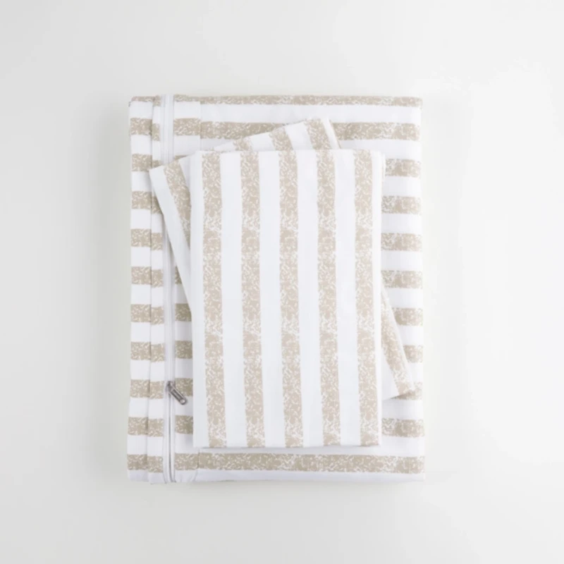 Ivory Rugged Stripes Puffed 3-pc. King Duvet Set