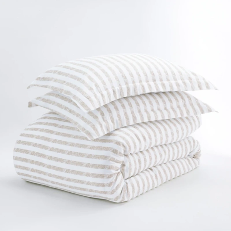 Ivory Rugged Stripes Puffed 3-pc. Queen Duvet Set