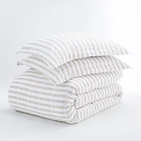 Ivory Rugged Stripes Puffed 3-pc. Queen Duvet Set
