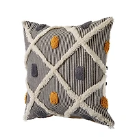 Gray and Orange Tufted Accent Pillow