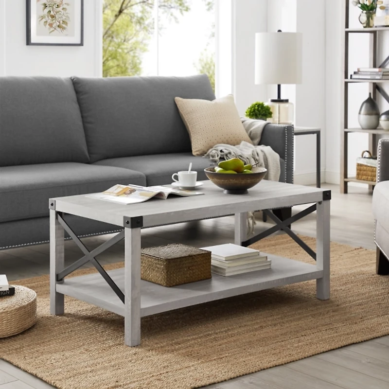 Stone Gray Modern Farmhouse Coffee Table