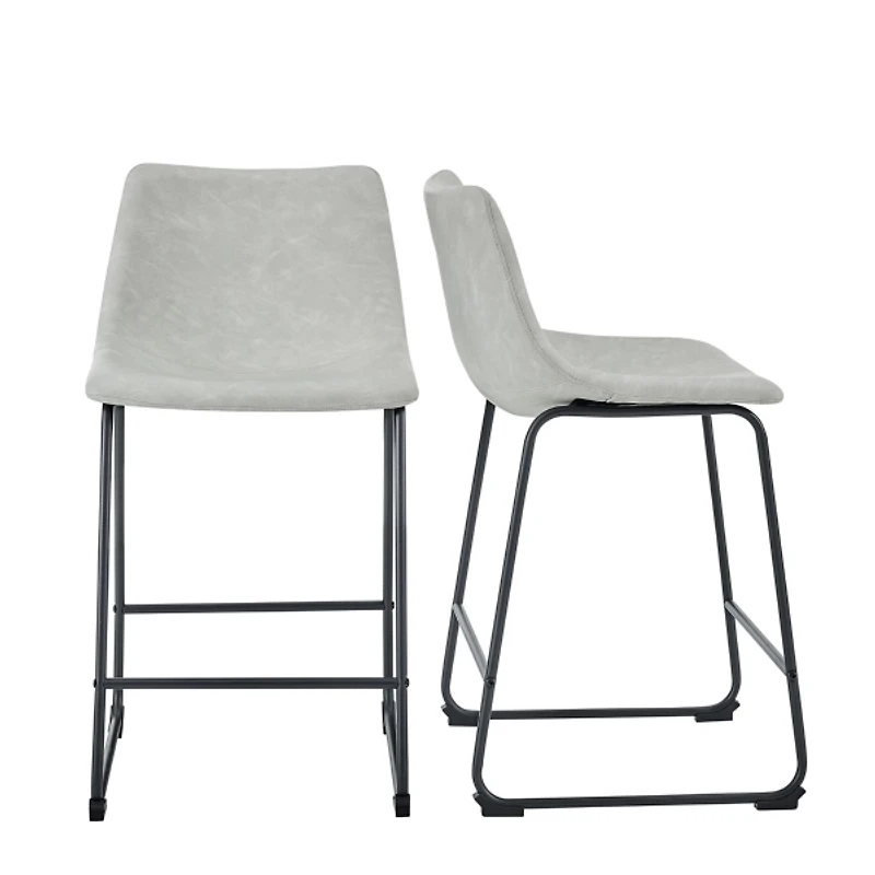 Gray Faux Leather Counter Stools, Set of 2
