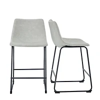 Gray Faux Leather Counter Stools, Set of 2