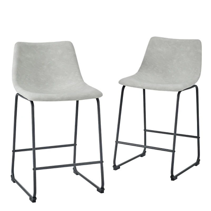 Gray Faux Leather Counter Stools, Set of 2