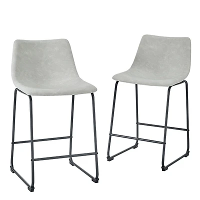 Gray Faux Leather Counter Stools, Set of 2