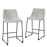 Gray Faux Leather Counter Stools, Set of 2