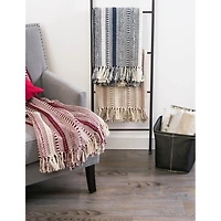 Navy Braided Stripe Throw