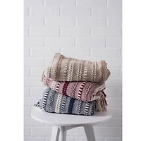 Navy Braided Stripe Throw