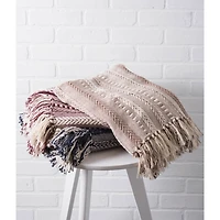 Navy Braided Stripe Throw