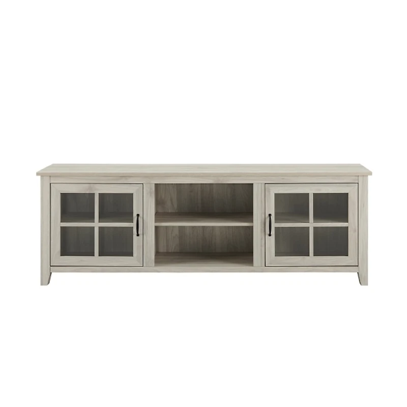 Birch Wood and Glass Door TV Stand