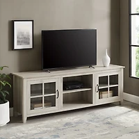 Birch Wood and Glass Door TV Stand