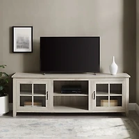 Birch Wood and Glass Door TV Stand