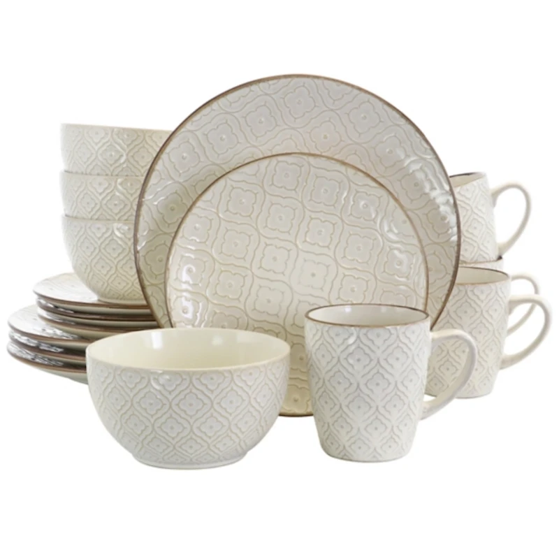 Cream Embossed 16-pc. Dinnerware Set