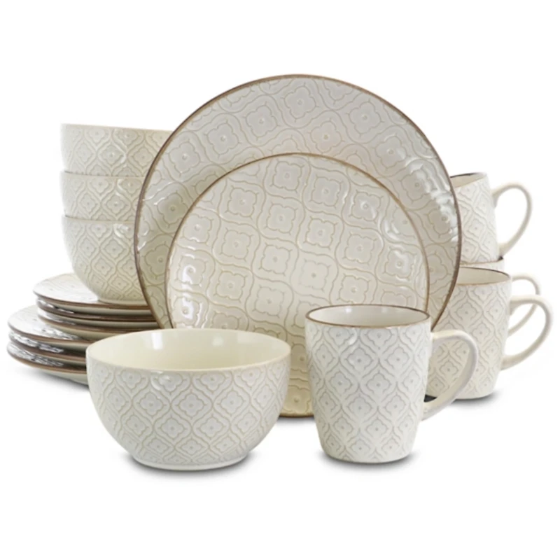 Cream Embossed 16-pc. Dinnerware Set