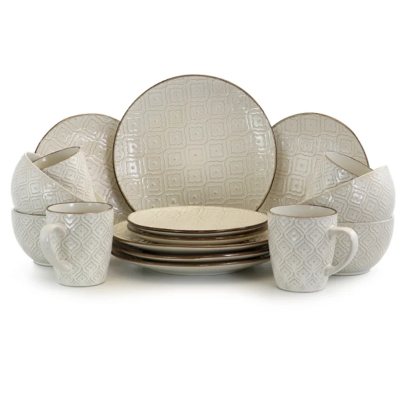 Cream Embossed 16-pc. Dinnerware Set