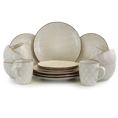 Cream Embossed 16-pc. Dinnerware Set