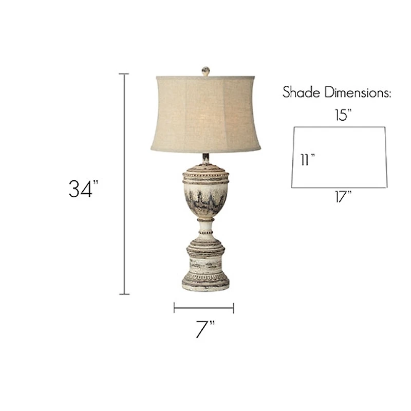 Distressed White Dana Table Lamps, Set of 2
