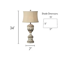 Distressed White Dana Table Lamps, Set of 2