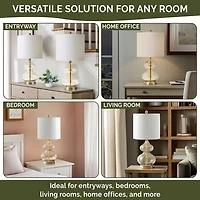 Gold Curved Glass Table Lamps, Set of 2