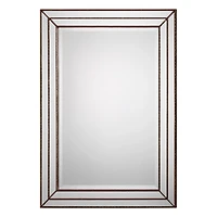 Bronze Metallic Grooved Texture Wall Mirror