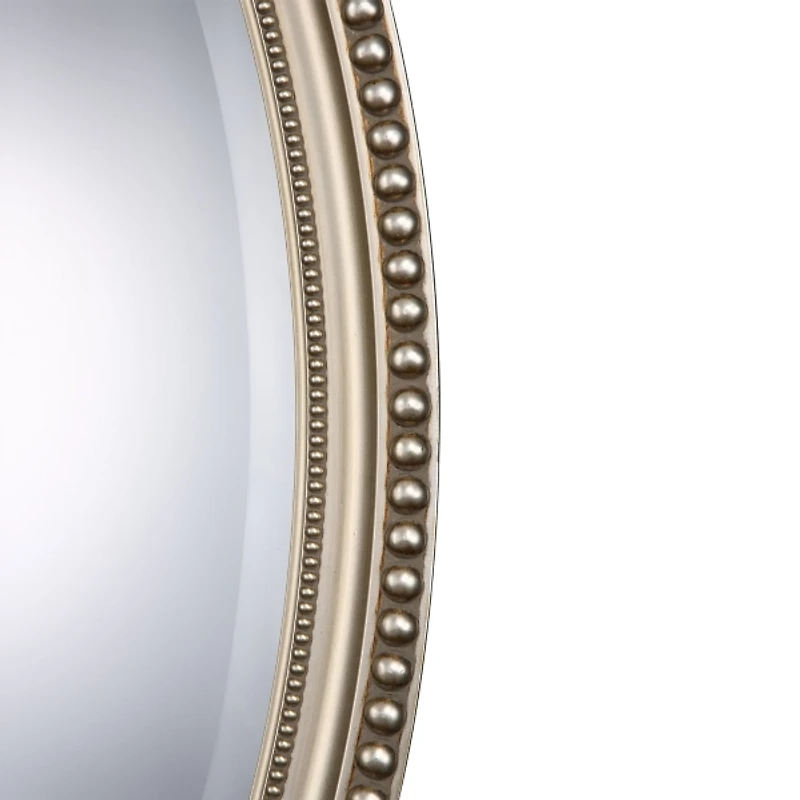 Metallic Silver Beaded Edge Oval Mirror