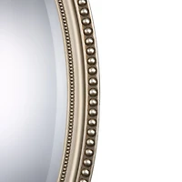 Metallic Silver Beaded Edge Oval Mirror