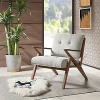 Gray Upholstered Angled Wood Frame Armchair