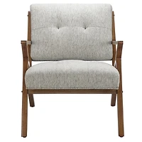 Gray Upholstered Angled Wood Frame Armchair