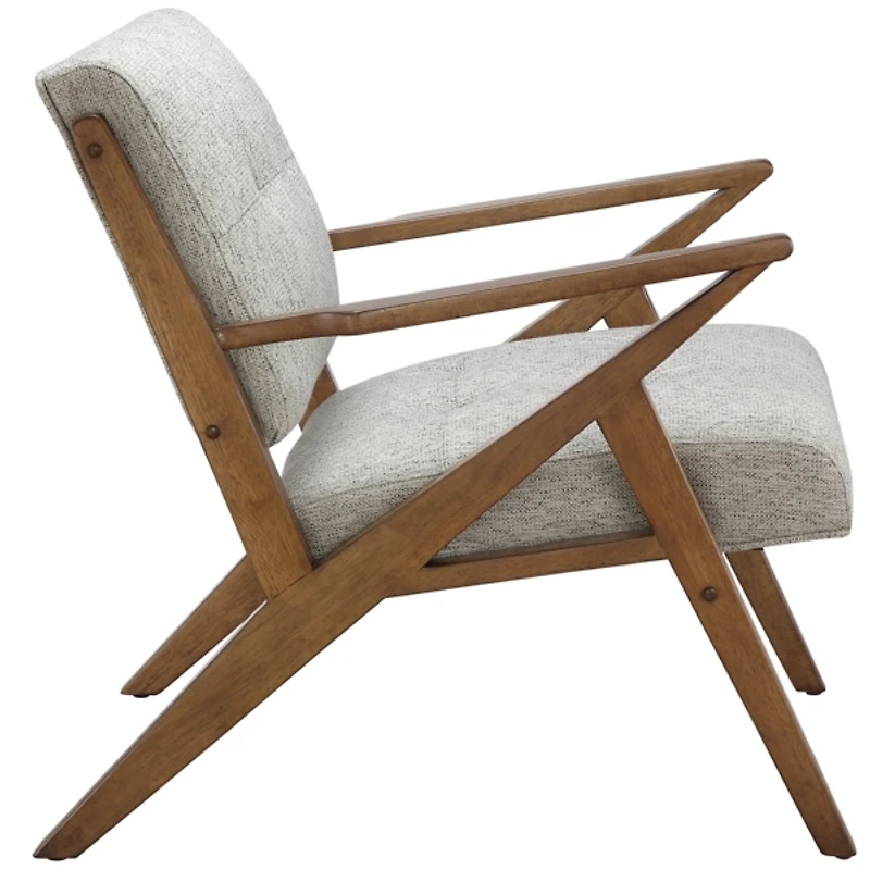 Gray Upholstered Angled Wood Frame Armchair