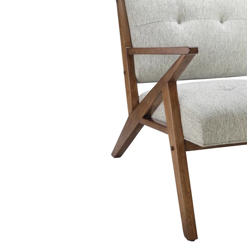 Gray Upholstered Angled Wood Frame Armchair