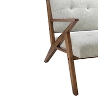 Gray Upholstered Angled Wood Frame Armchair